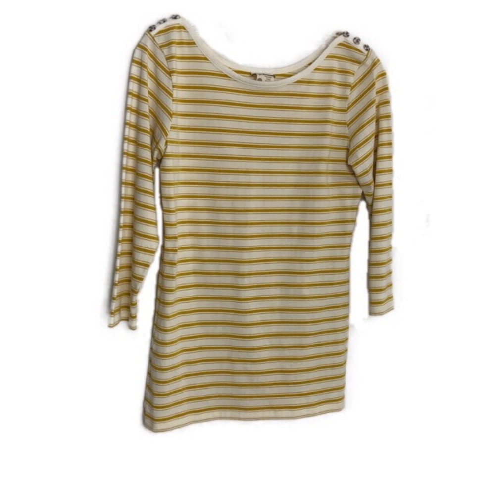 Matilda Jane Boat Neck Button Trim Striped Top M